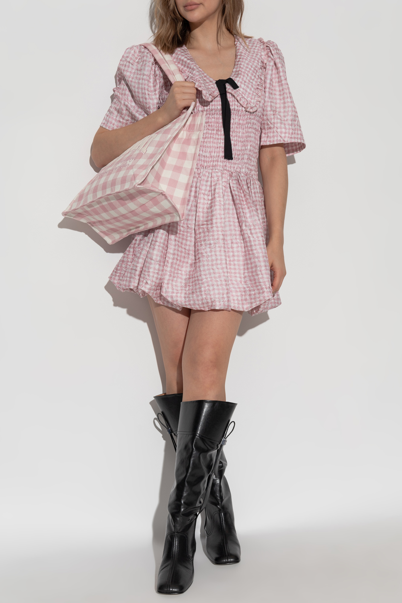 Pink Short checkered dress Ganni - Vitkac AS